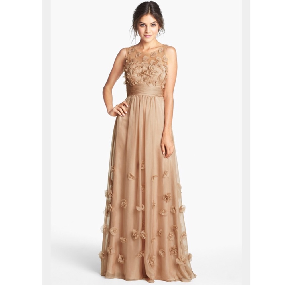 Js Collections Floral Appliqu Chiffon Maxi Gown - image 1